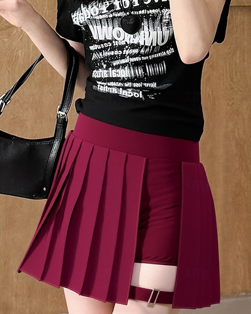 Women's Solid Colored Casual Skirt Tennis Skirts with Shorts Sport Skirt Sleeveless Pleated Pocket High Waist Elastic Sweat-Wicking Breathable Tennis Golf Pickleball Skirt Black White Wine Tennis 2026 - $34.99 –P2