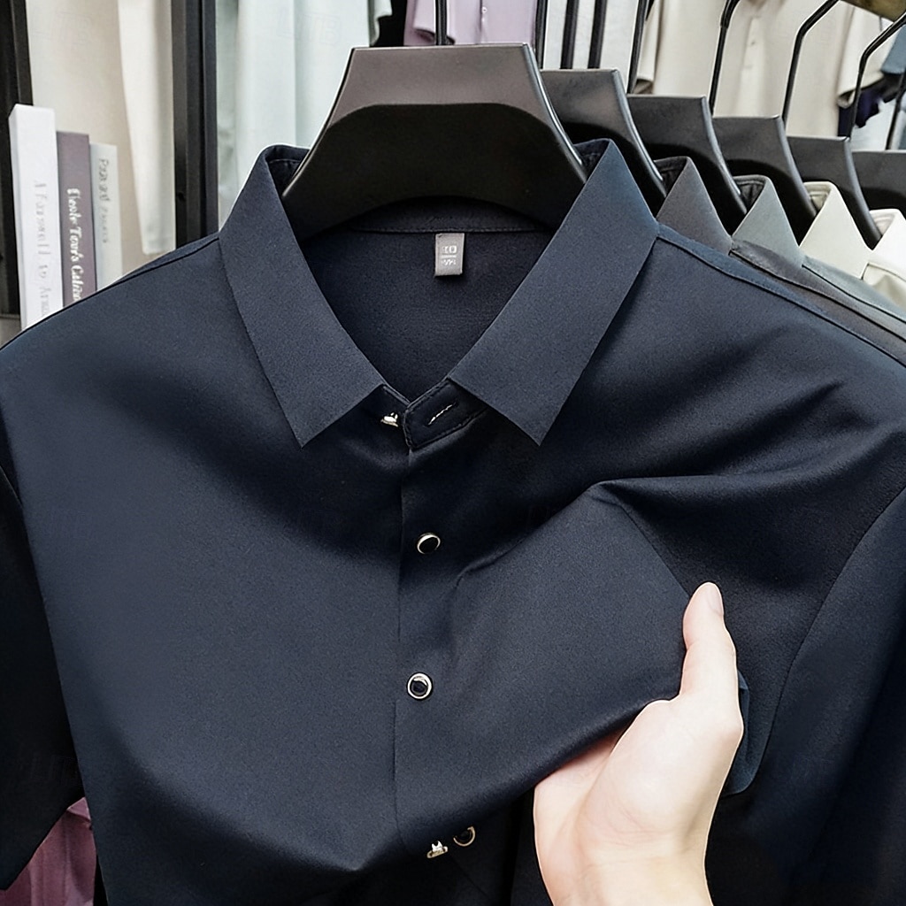 Per uomo Camicia Camicia elegante Camicia non stiro Tinta unica All'aperto Lavoro Verde Manica Corta Collo ripiegato Estate Primavera Abbigliamento Bottoni del 2026 a $22.99 –P8