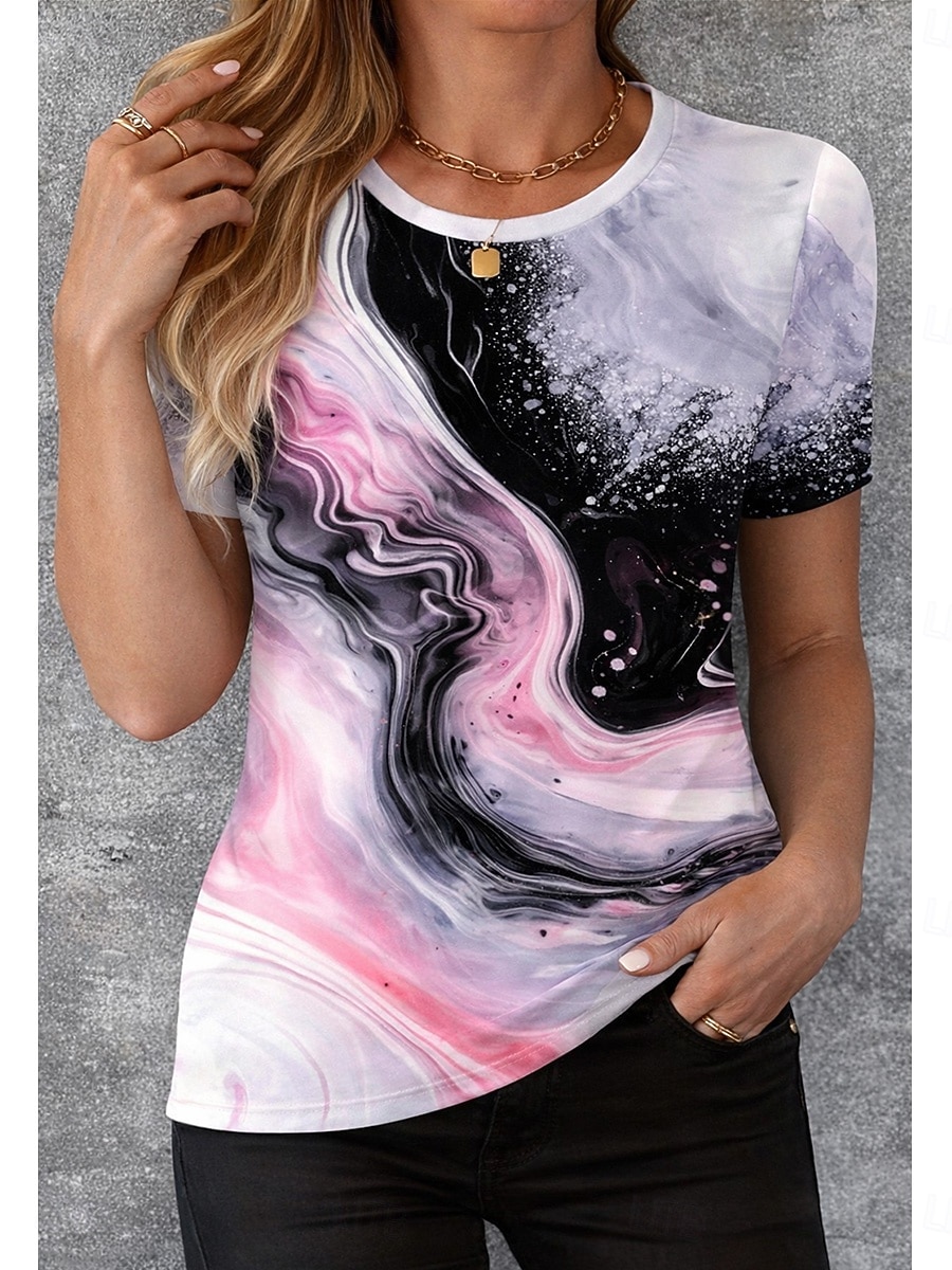 Damskie Podkoszulek Nadruk Graficzny Gradient Elegancja Zabytkowe Elegancki Krótki rękaw Długi rękaw Półgolf Zwykłe topy Codzienny Biały Żółty Jasnozielony Rumiany róż Ciemnozielony Lato Wiosna 2026 - $7.99 –P6