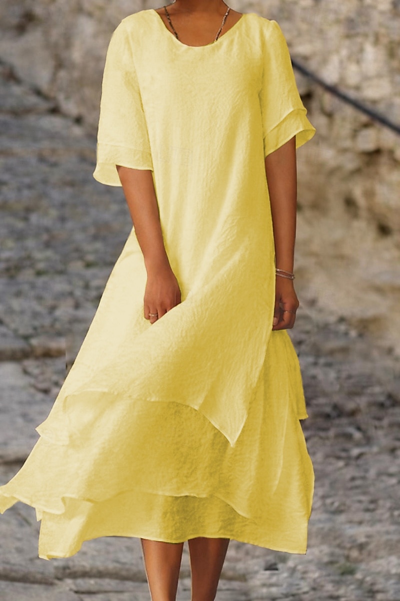 Per donna Abito Midi Abiti ispirati al lino Finto cotone e lino Vestito a caftano Abito Bianco Essenziale Casual Quotidiano All'aperto Vacanza Vestibilità comoda Colore Puro Manica Lunga Girocollo del 2026 a $17.49 –P8