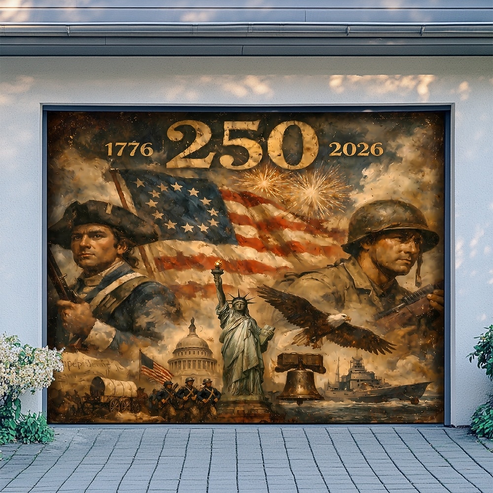4 de julho de 2026 250º Dia da Memória Tapeçaria Banners Capa de Porta da Garagem Águia Bandeira Americana Impressão 3D Festa Moderna Patriótica Fundo de Tiro Presente Decoração da Casa de 2026 por $35.99 –P7