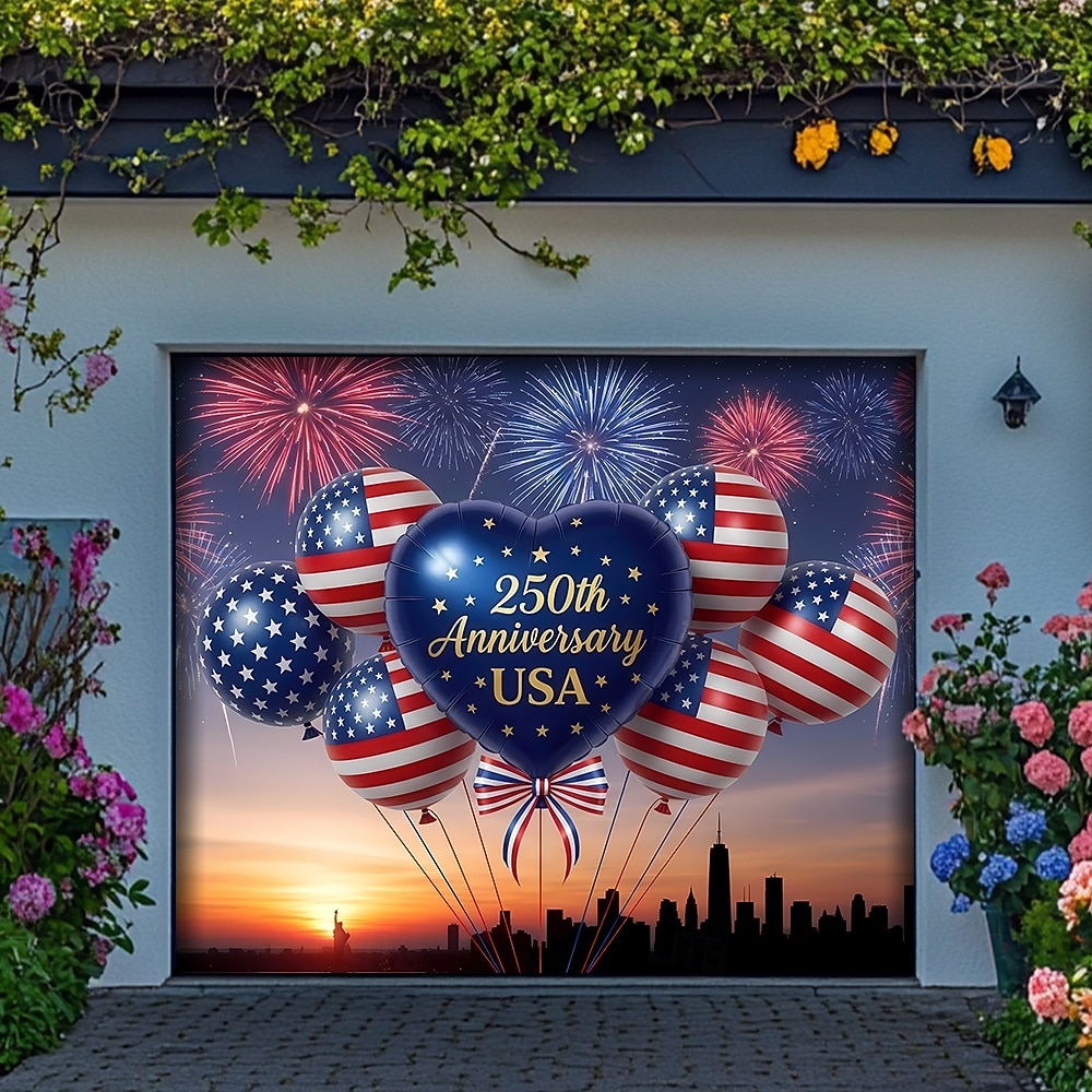 4 juli 2026 250-årsminne Tapestry Banners Garage Door Cover Örn Amerikansk flagga 3D-utskrift Modern patriotisk festskjutning Bakgrundsgåva Heminredning 2026 - $35.99 –P2