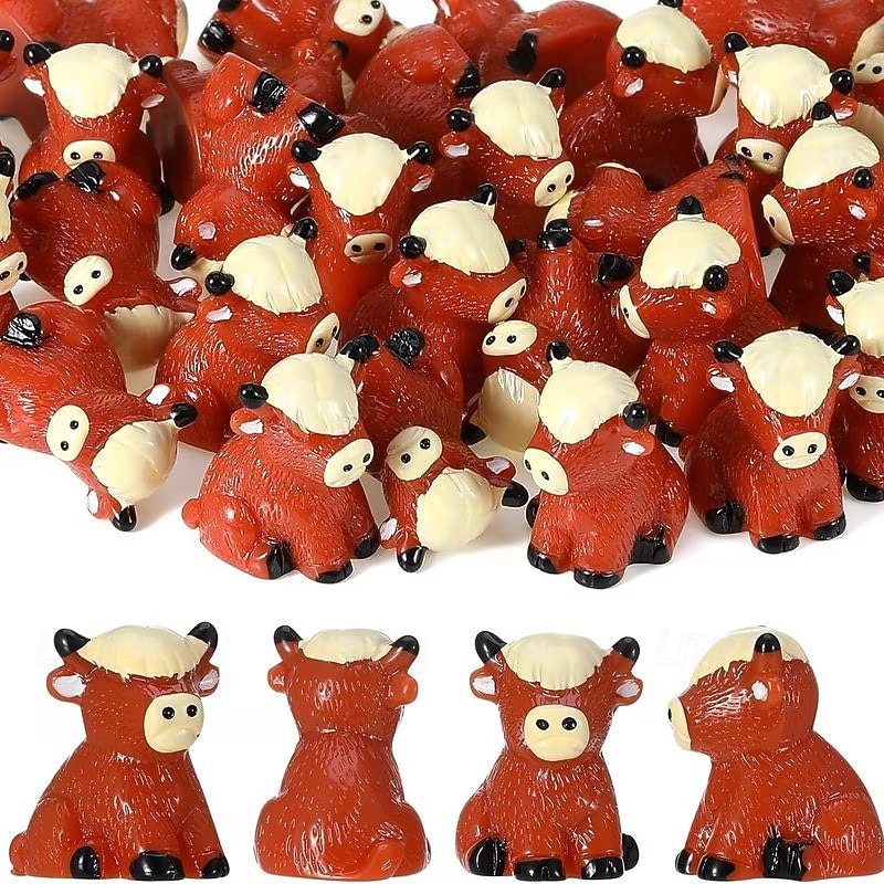 30 mini-beeldjes van Schotse hooglandkoeien, decoratieve kleine dieren van hars voor tuin- en miniatuurlandschappen, poppenhuizen, mos-terrariums en taartdecoratie. 2026 - $16.99 –P1