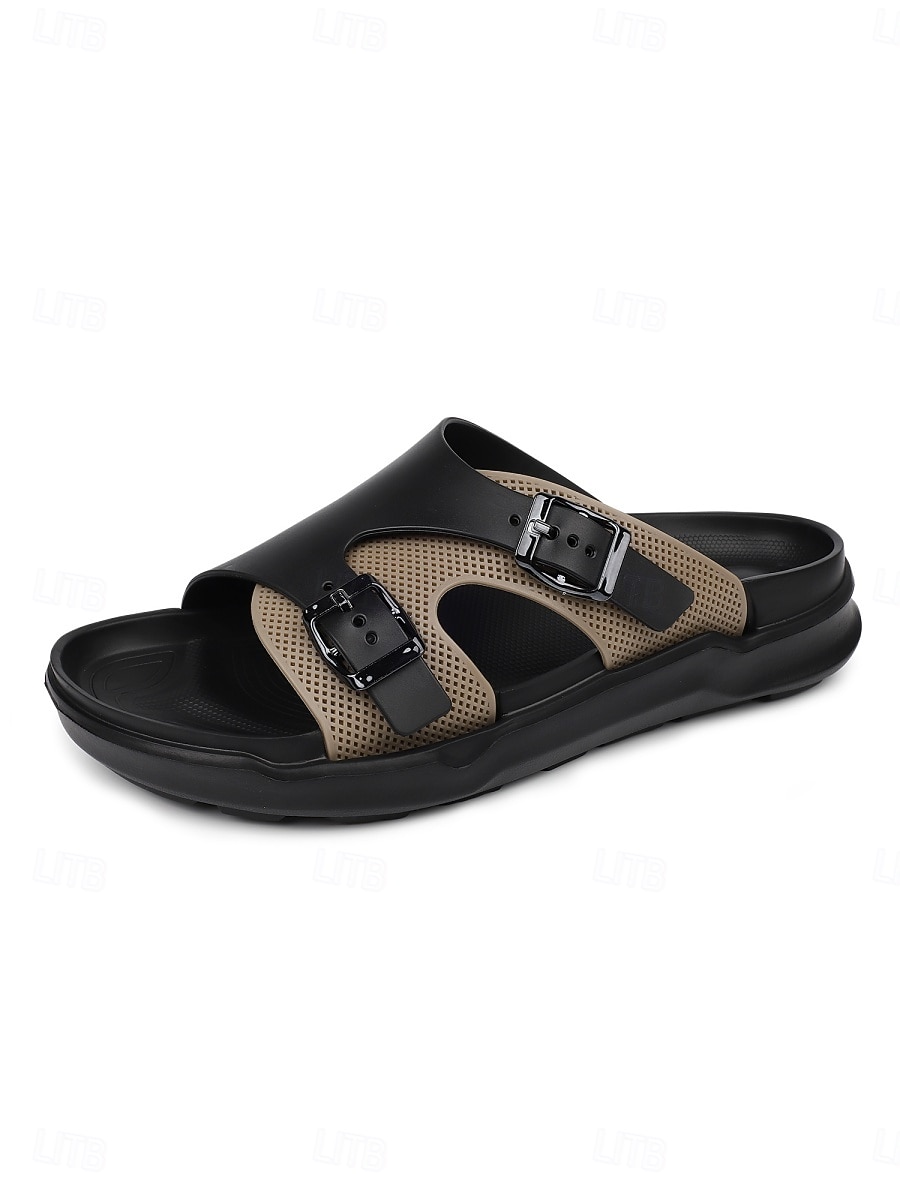 Men's Black and White Double Strap Slide Sandals Open-Toe Comfort Casual Slippers for Resort & Poolside, Beach Vacation, Poolside Relaxing, Travel, Outdoor Leisure and Summer Everyday Wear 2026 - $26.99 –P10