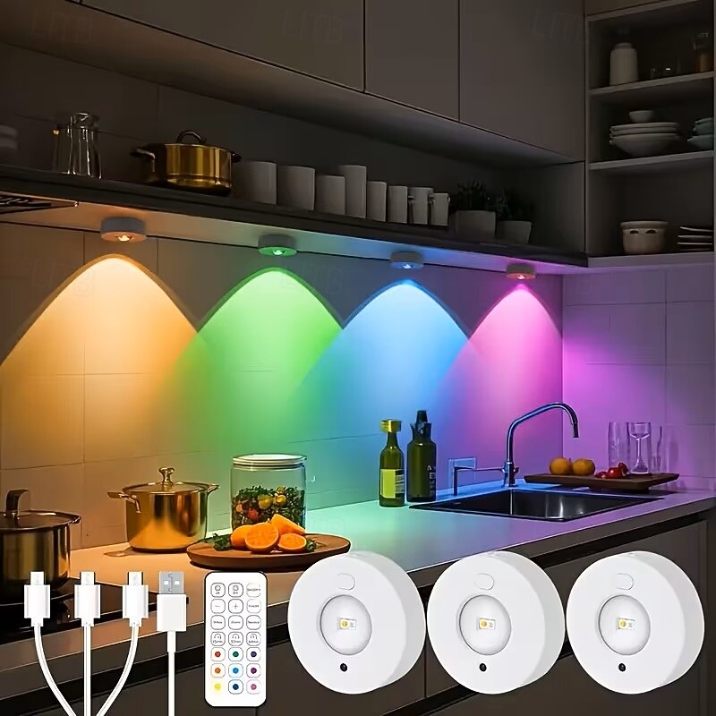 3/6 pezzi luce notturna RGB ricaricabile con telecomando, luce per quadri, 12 modalità di colore per armadio, cucina, bagno, camera da letto, ufficio, illuminazione d'atmosfera del 2026 a $35.99 –P1
