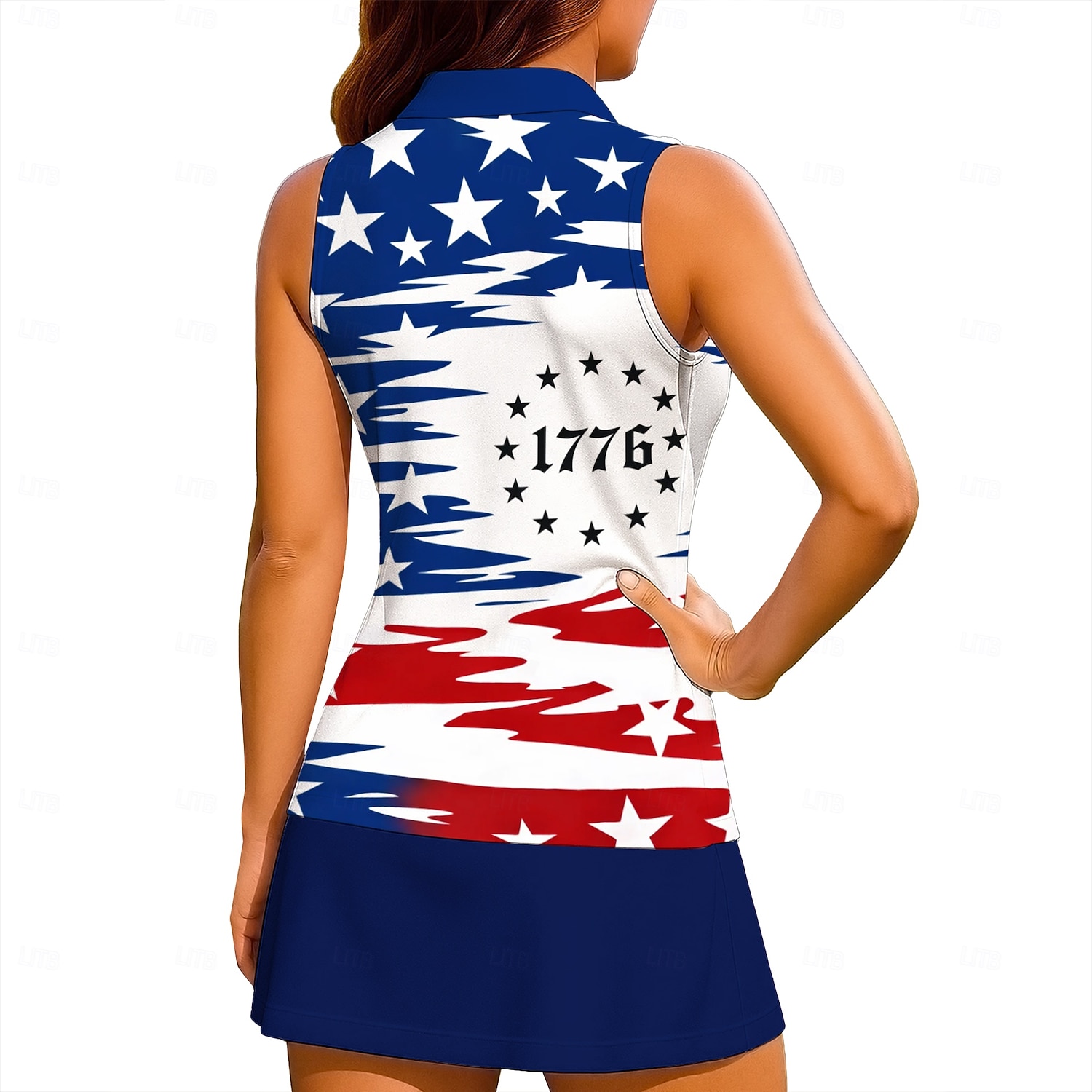 America's 250th Anniversary Independence Day Women's Letter & Number National Flag Sport Shirt Golf Polo Shirt Tennis Shirt Sleeveless Zipper Floral Pullover UPF50+ UV Resistant High Elasticity 2026 - $22.99 –P2