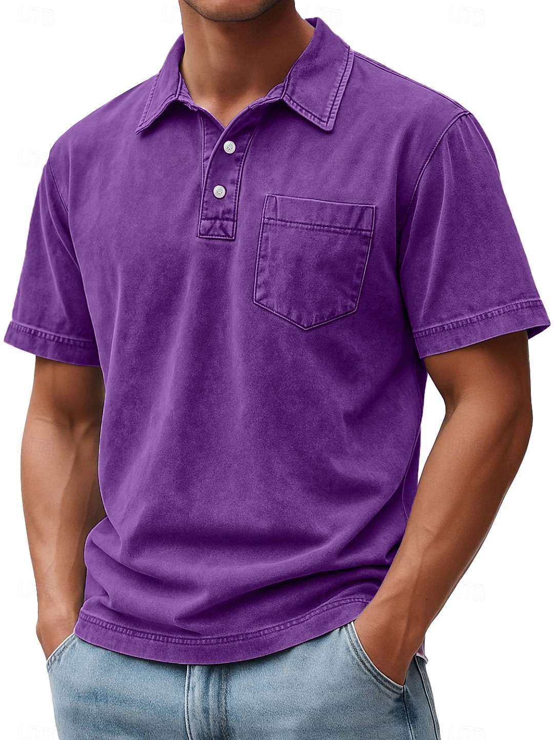 Homme Polo Chemise 100% coton délavée à l'acide Occasionnel Fête Revers Manche Courte Mode Basique Uni Vintage Affligé Été Printemps Toutes saisons Coupe régulière Marron foncé Noir Vert Claire Rose de 2026 ? $31.99 –P7