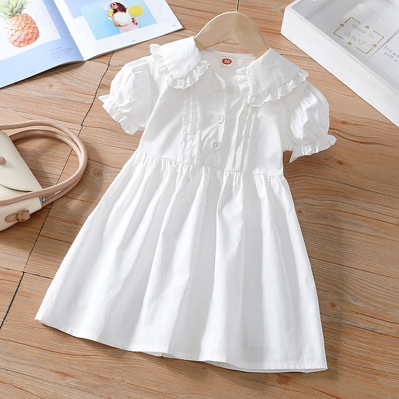 Mommy and Me Dresses Solid Color Casual Ruched White Short Sleeve Midi Active Matching Outfits 2026 - $35.99 –P2