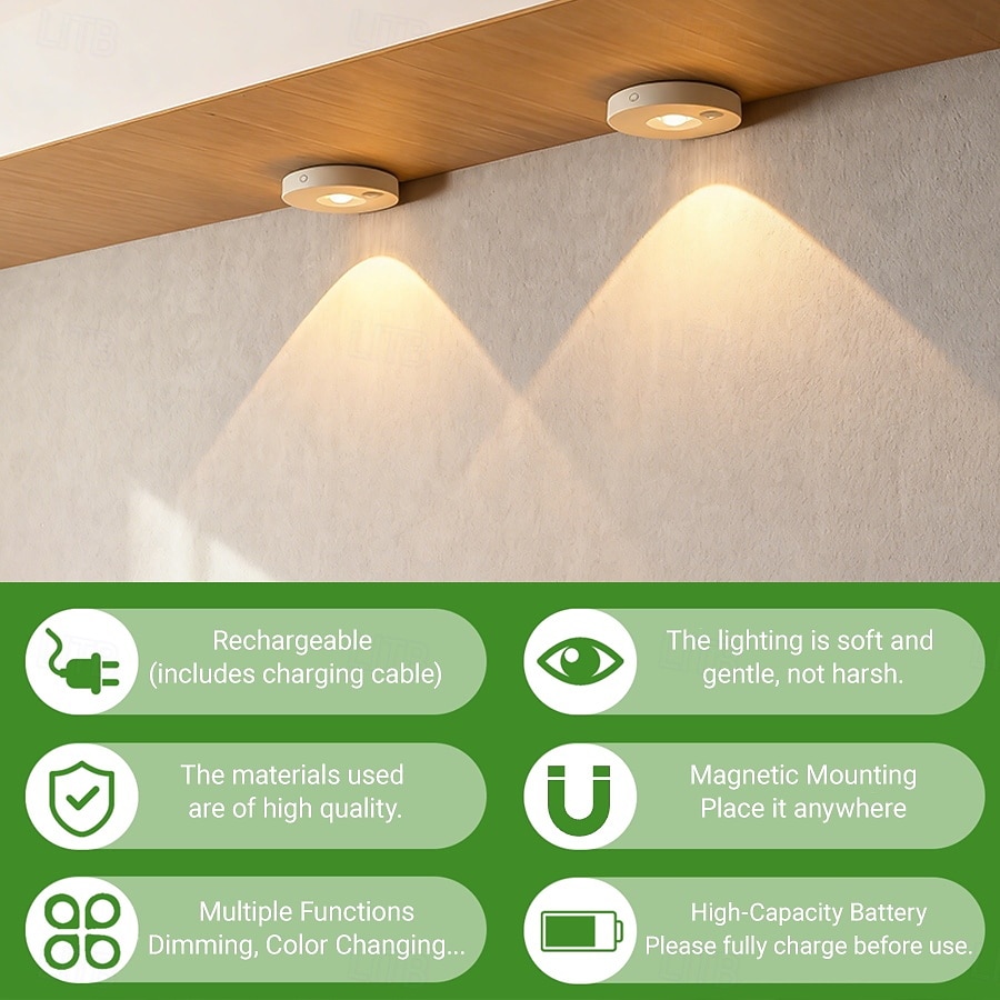 LED Translucent Tri-color Dimmable Touch Control Adjustable Magnetic Light Atmosphere Lamp Energy-saving with Charger Modern Minimalist Wardrobe Bedside Bedroom Study Cabinet Showcase Wine Cabinet Kit 2026 - $8.99 –P5