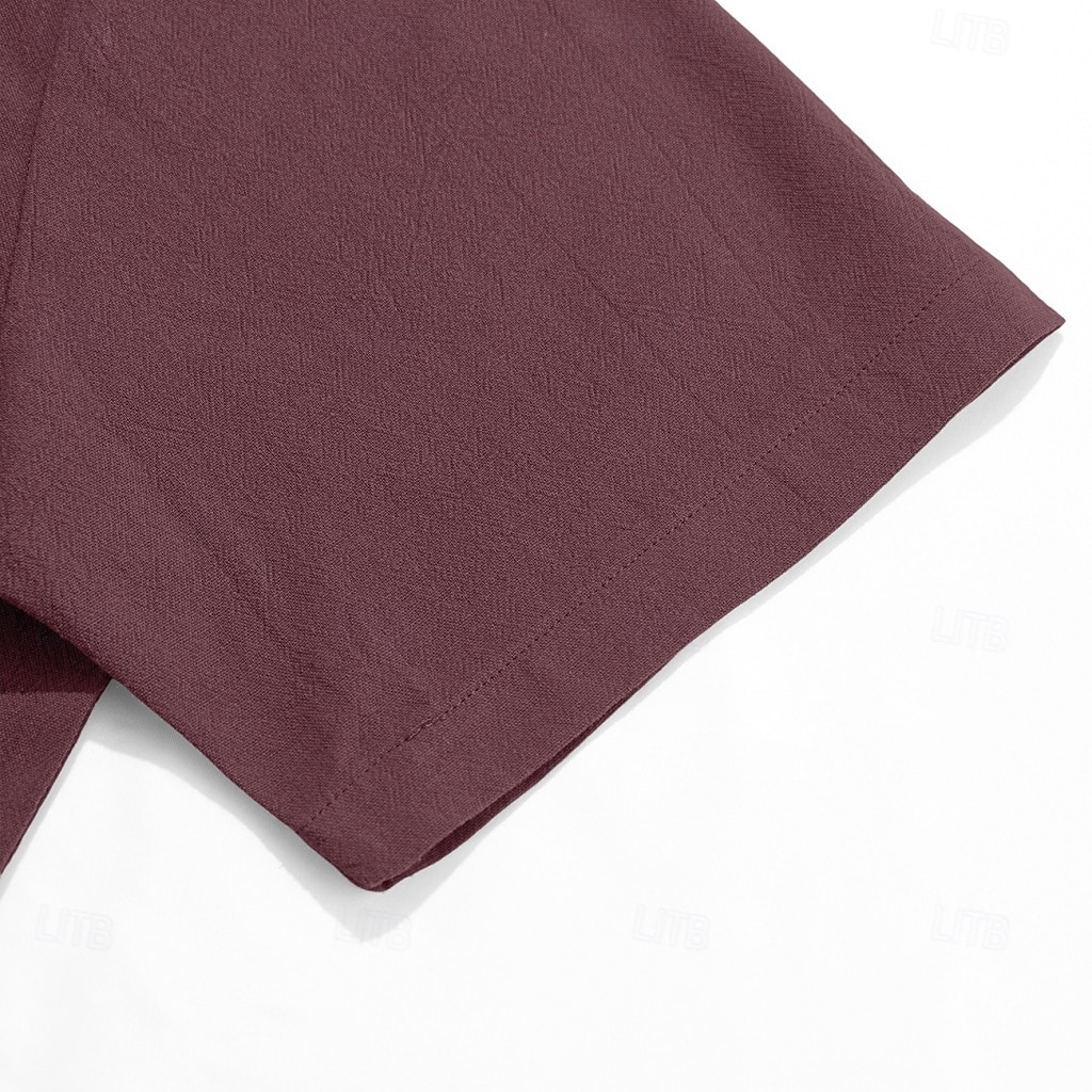 Miesten Paita Pellava paita Button Up paita Yhtenäinen väri Kausaliteetti Loma Musta Valkoinen Viini Laivaston sininen Lyhythihainen Sänkyjen avaus Kesä Kevät Vaatetus Tasku 2026 - $25.99 –P7