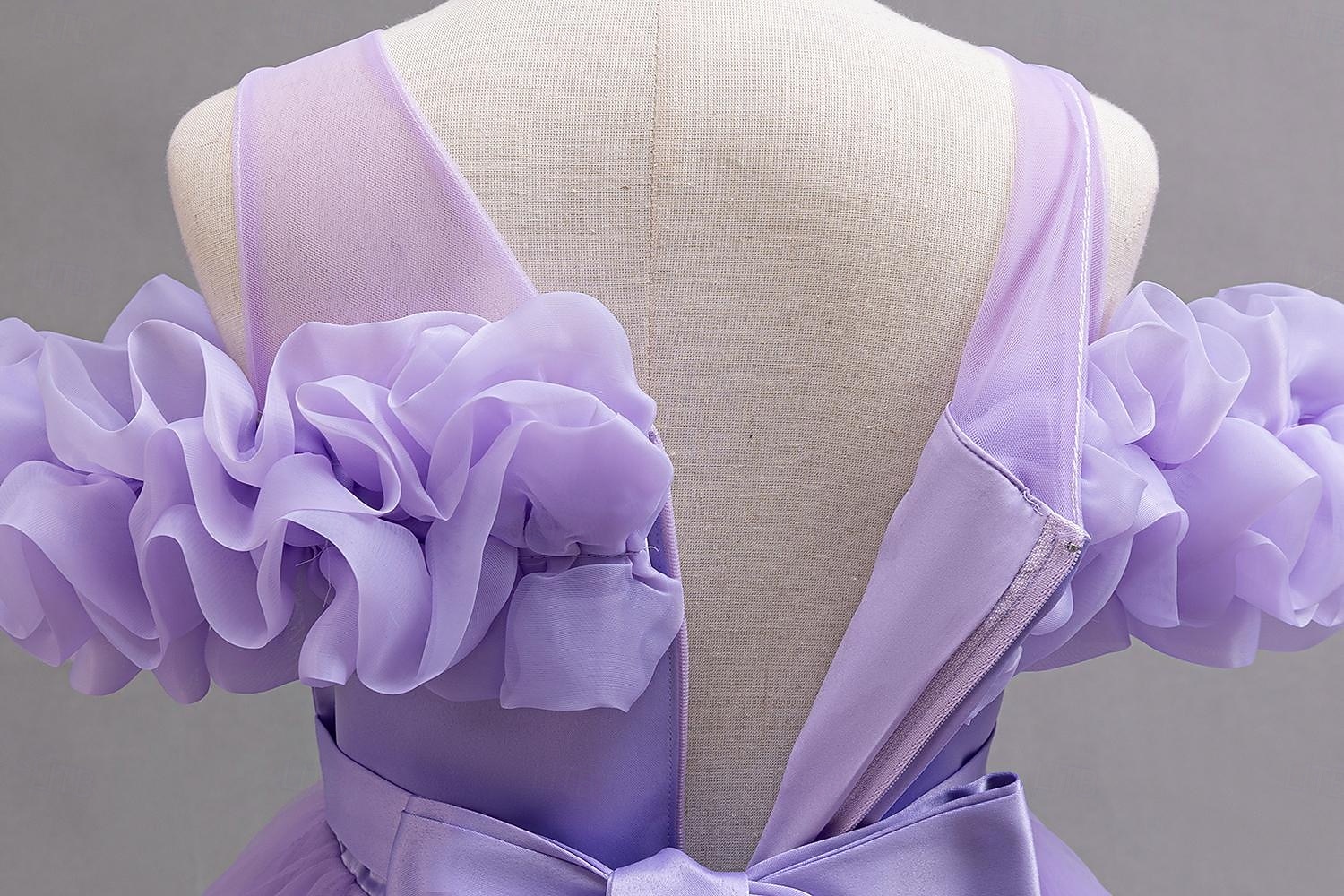 Kids Girls' Party Dress Solid Color Sleeveless Wedding Performance Elegant Fashion Sweet Cotton Blend Polyester Maxi Summer Spring Fall 4 years+ Purple 2026 - $51.99 –P5