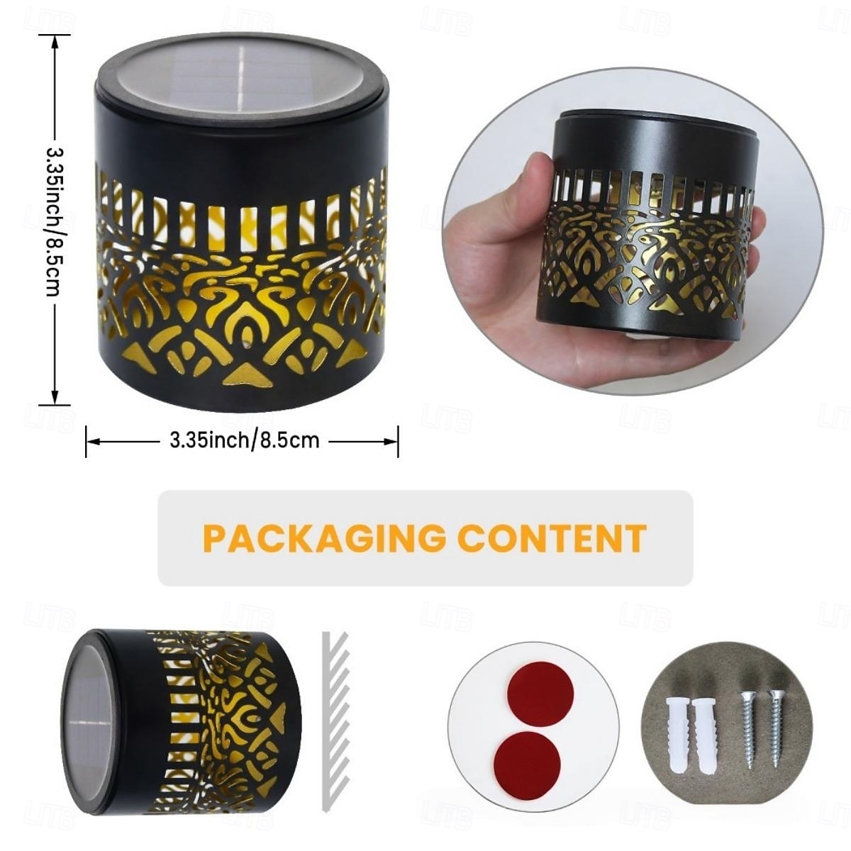 2026年 4個の屋外ソーラー中空金属マンダラ投影壁ライト、IP44防水、フェンス、階段、芝生の通路の装飾ランプ、庭、庭、ヴィラの風景ライト  コレクション – $48.99 –P4