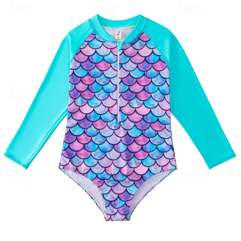 Maillot de bain Enfants Fille Extérieur Graphique Vacances Fermeture éclair Maillots de bain 4 ans et + Été Bleu Rose Claire Rose Claire de 2026 ? $21.99 –P5