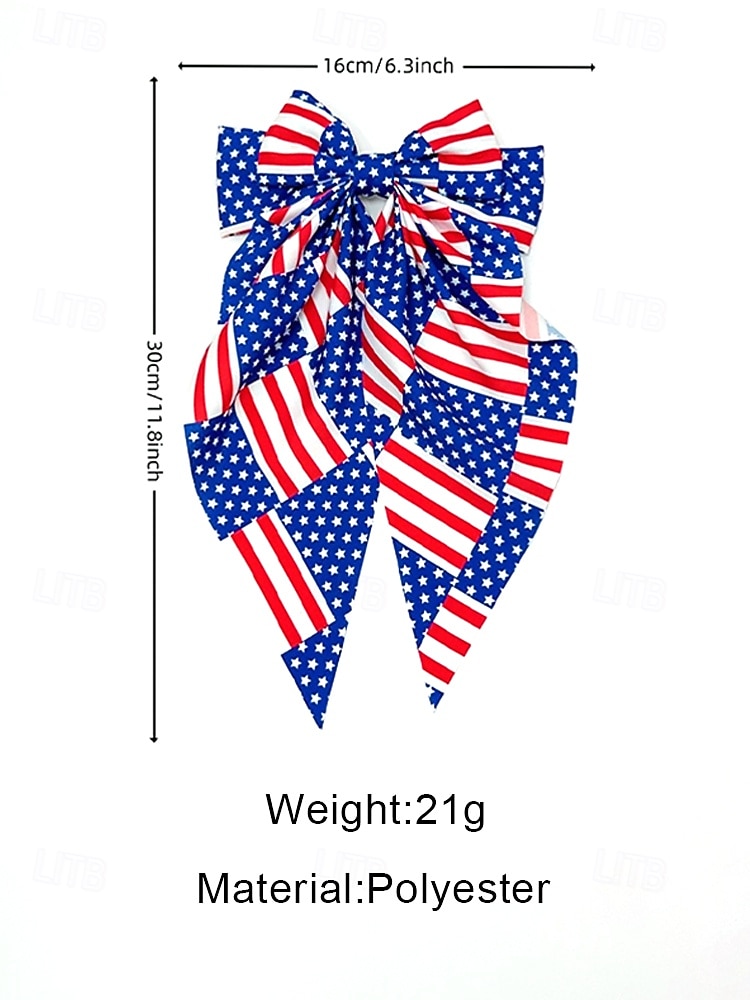 Женский патриотический бант из полиэстера, большая заколка-бант для волос с принтом флага США в разных узорах, посвященная 250-летию США, Дню независимости, повседневной носке, путешествиям и отдыху. 2026 - $7.99 –P9