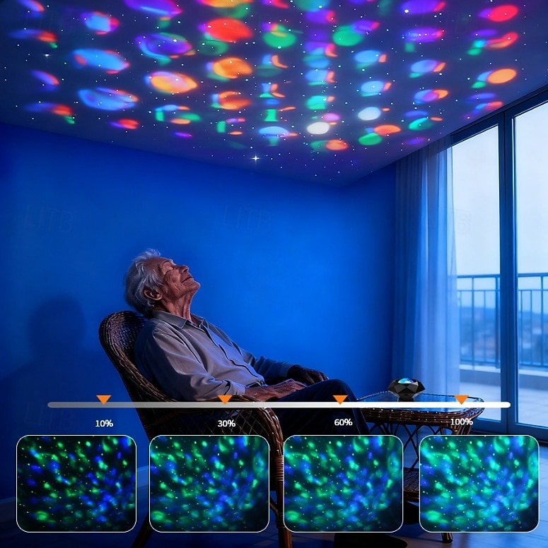 nuovo bestseller trendy lampada laser a cielo stellato per camera da letto, dormitorio, testiera del letto, proiettore romantico e sognante con effetto increspature d'acqua e proiezione di diamanti, luce USB decorativa per atmosfera, luce notturna a LED del 2026 a $28.99 –P5