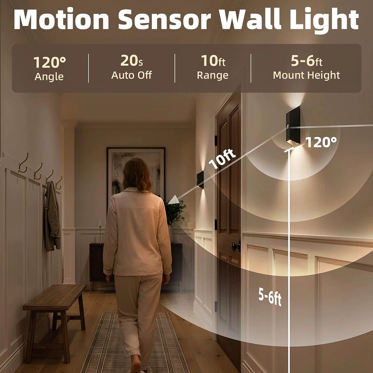 1/2 stuks USB oplaadbare slimme bewegingssensor nachtlamp met afstandsbediening, LED wandlamp voor gang, hal, doorgang, achtergrondverlichting met bewegingssensor, slaapkamerverlichting, 2026 - $28.99 –P5