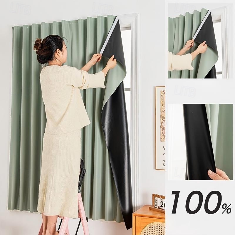 2 db 100%-os sötétítő függöny, öntapadós, lyukasztásmentes, hálószobai napellenző, szigetelés, ablakfüggöny, ajtó, erkély, napvédelem 2026 - $37.99 –P13