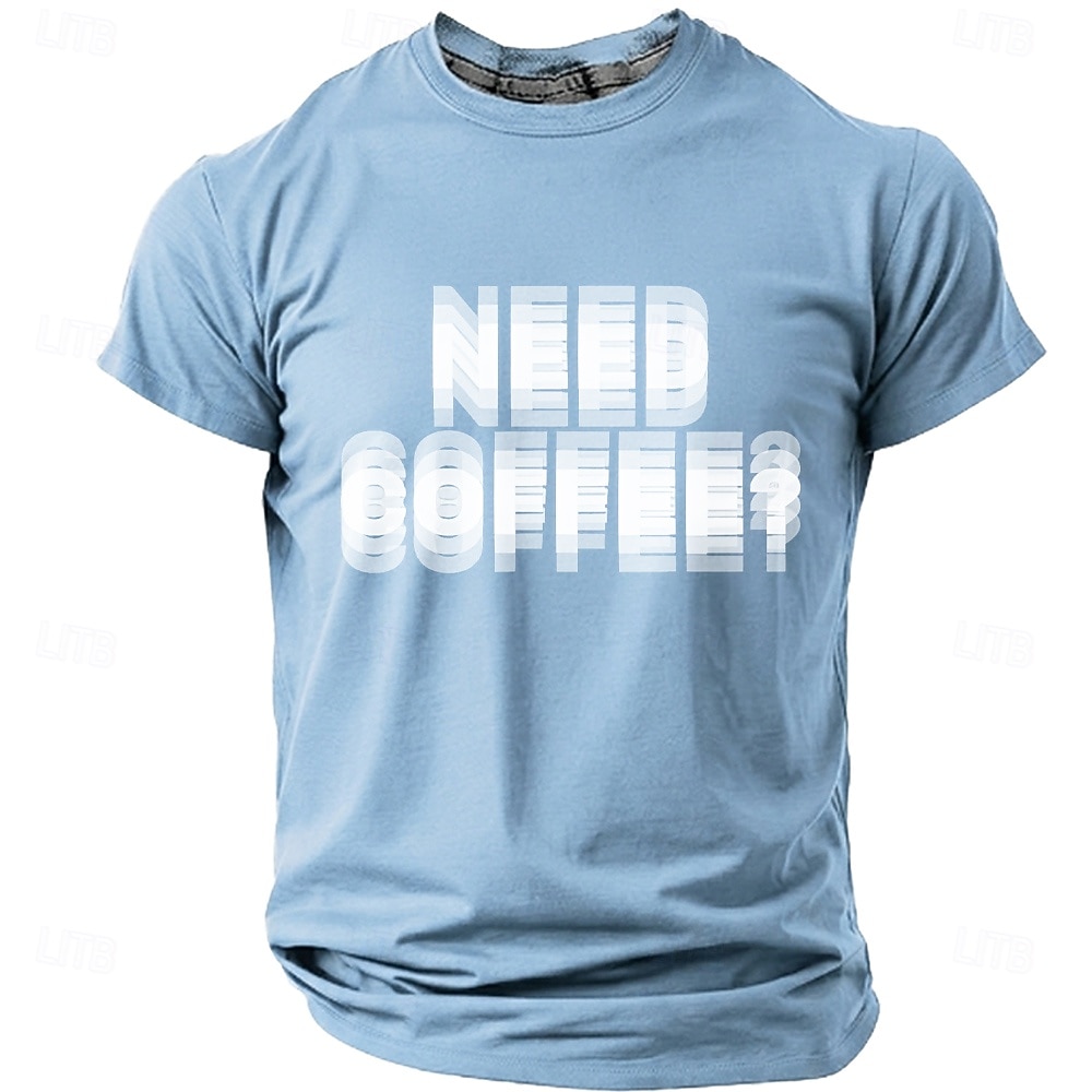 Men's NEED COFFEE? Funny Blurry Dizzy Effect Graphic T-Shirt Coffee Lover Gift Motion Blur Text Print Casual Short Sleeve Tee Office Humor Designer Clothing Apparel S M L XL XXL XXXL 2026 - $21.99 –P8