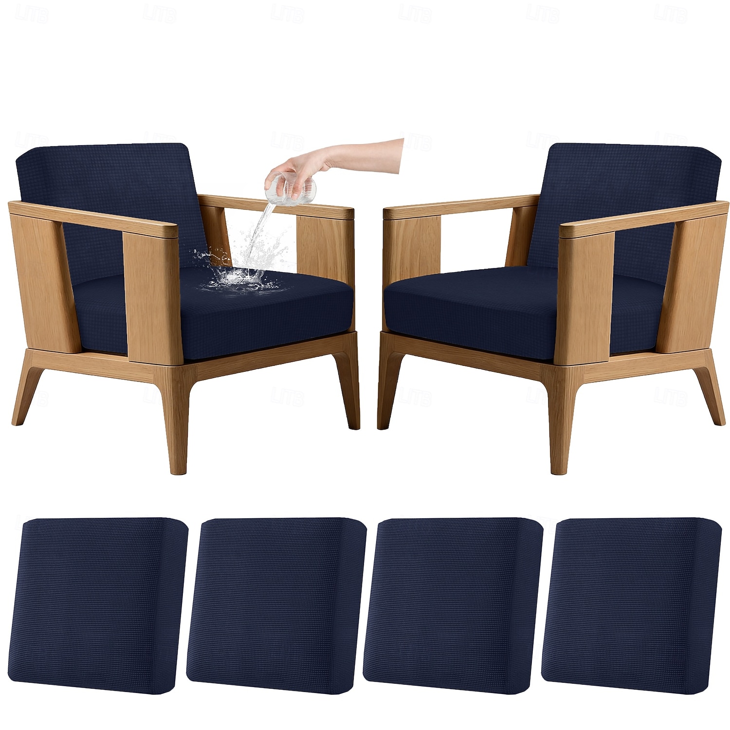 4 stuks stretch kussenhoezen voor buiten, 100% waterdicht, vervangende hoezen voor tuinbanken en -sofa's, wasbare en herbruikbare meubelbeschermers. 2026 - $45.99 –P3