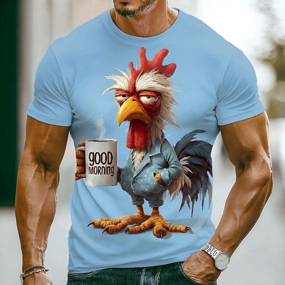 Homens Animal Galo Engraçado Mal-humorado Camiseta Manga Curta Camiseta Impressão 3D Gola Redonda Camisa Exagerado Designer Festa Feriado Azul Azul Lago Verde Verão Primavera Roupa S M L XL XXL XXXL de 2026 por $21.99 –P1