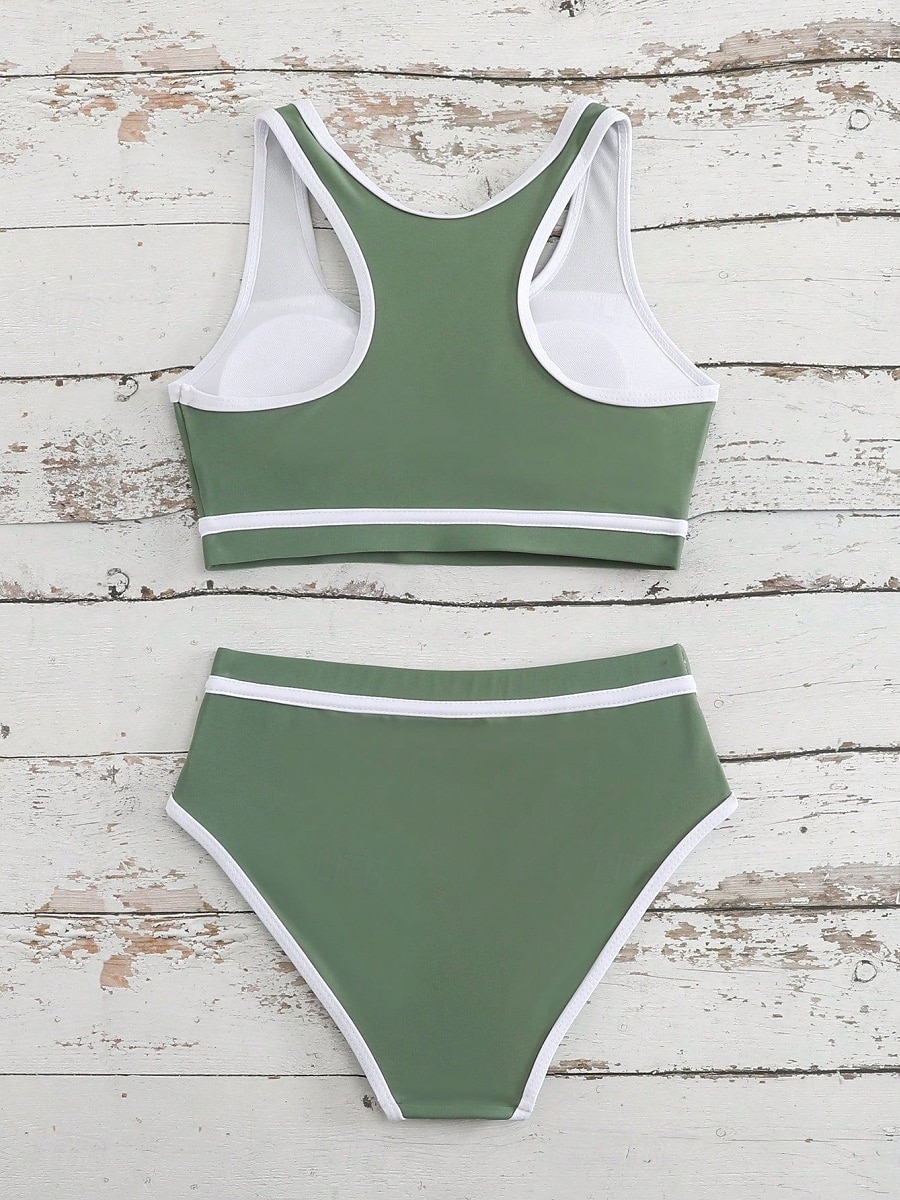 Maillot de bain Enfants Fille Extérieur Bloc de Couleur Vacances Maillots de bain 4 ans et + Été Bleu Noir Vert Véronèse de 2026 ? $9.49 –P3