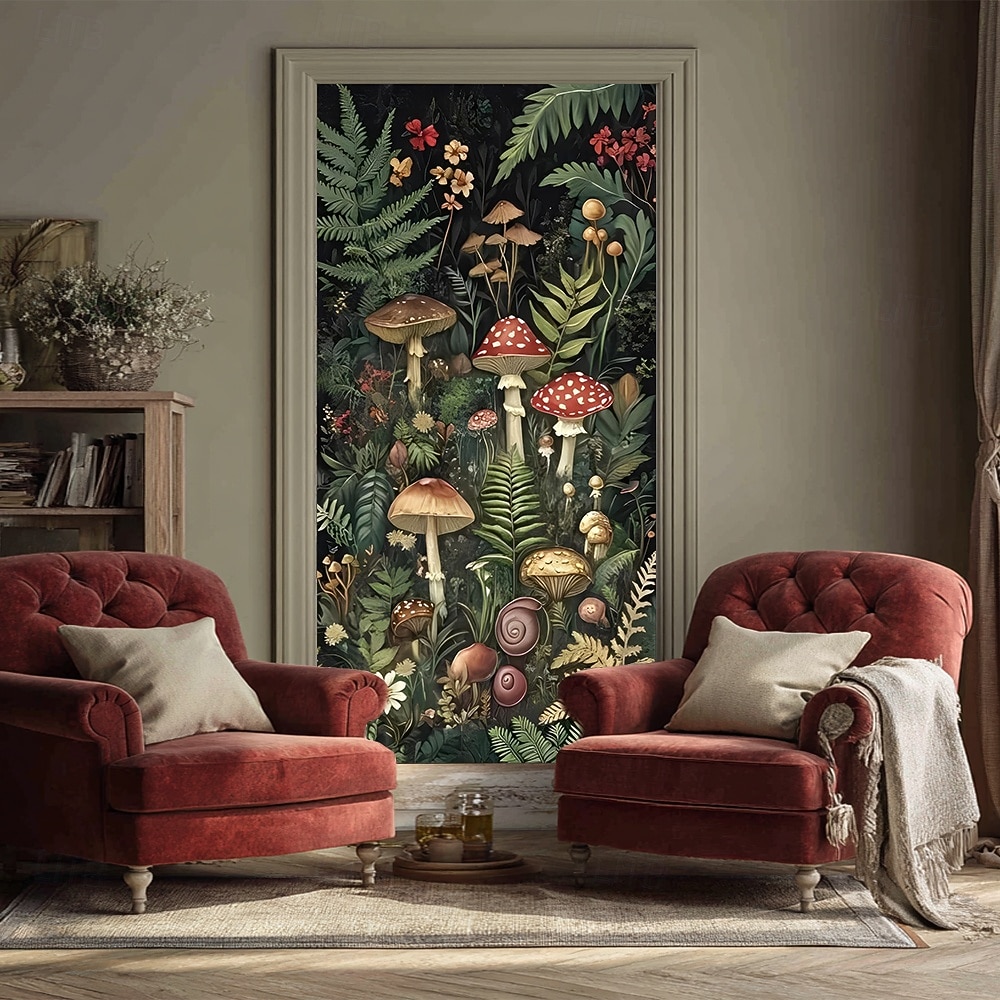 foresta di funghi incantata, luci fatate, funghi rossi e felci, stravagante striscione per porta, arazzo da parete, arredamento per la casa in stile cottage, decorazione per porta d'ingresso, del 2026 a E£1003.28 –P7