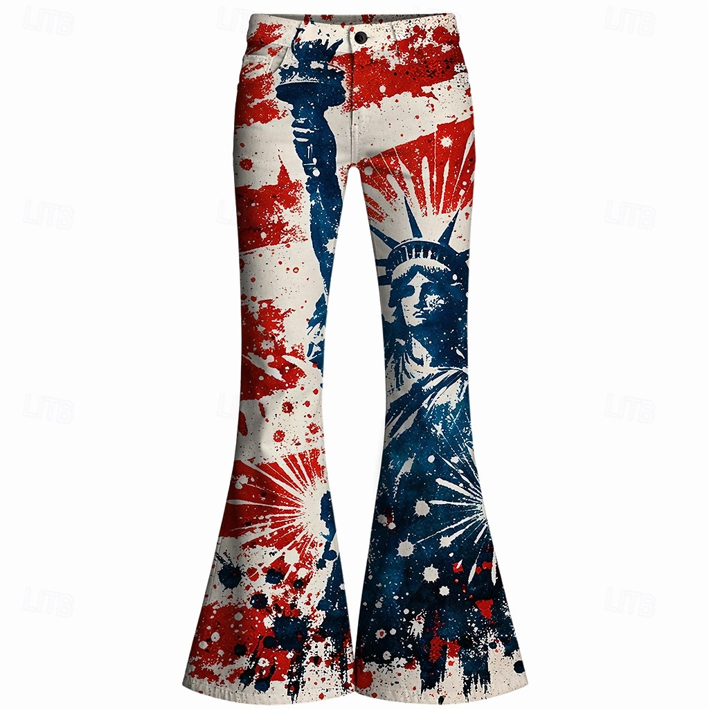 250º Aniversário EUA Retro Vintage Anos 70 Calças Calça boca de sino Hippie Discoteca Cintura Alta Fantasia Mulheres Baile de Máscaras 4 de julho Festa Dia da Independência Adulto Calças de 2026 por $35.99 –P5