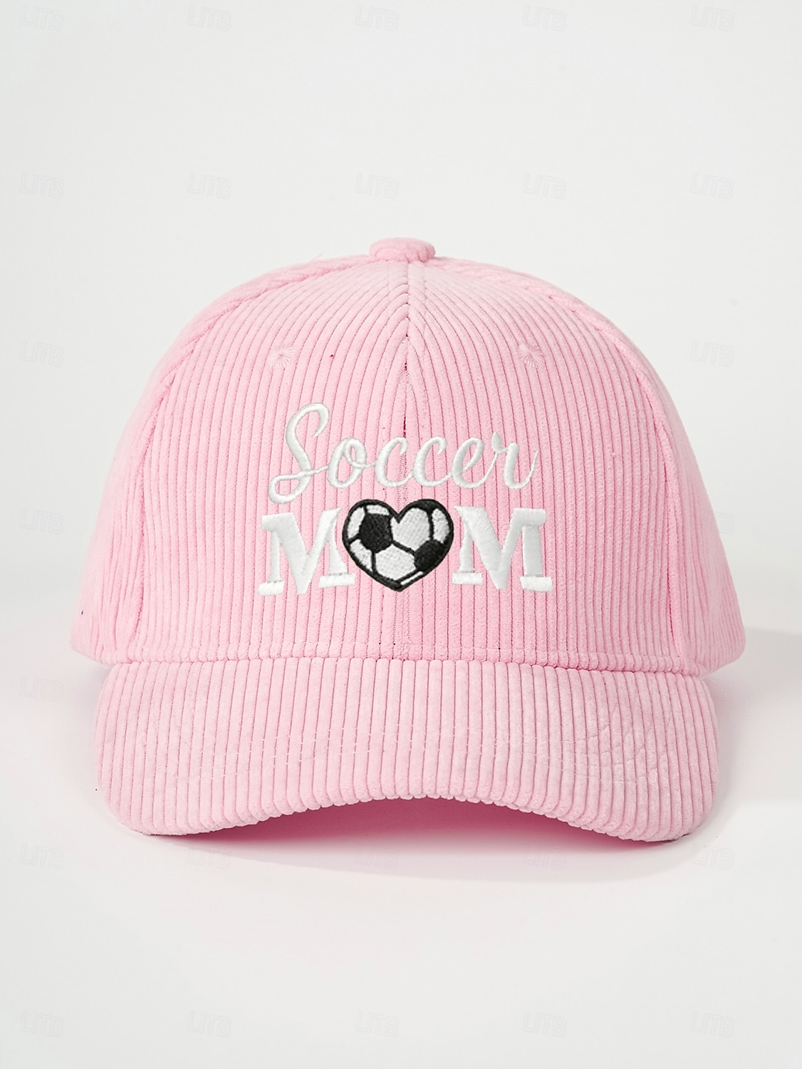 Gorra de béisbol bordada para mamá futbolera: gorra vintage ajustable de pana con forma de corazón para papá con abertura para cola de caballo para partidos de fútbol de verano, gorra deportiva informal para exteriores. 2026 - $19.99 –P3