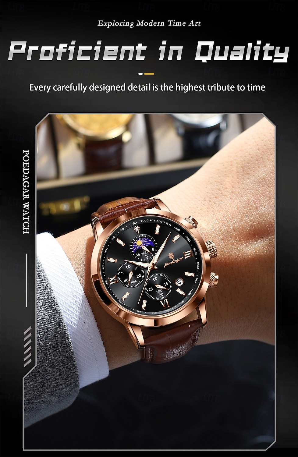 882 New Men's Watch, Moon Phase Multifunction Chronograph Quartz Watch 2026 - $24.99 –P3