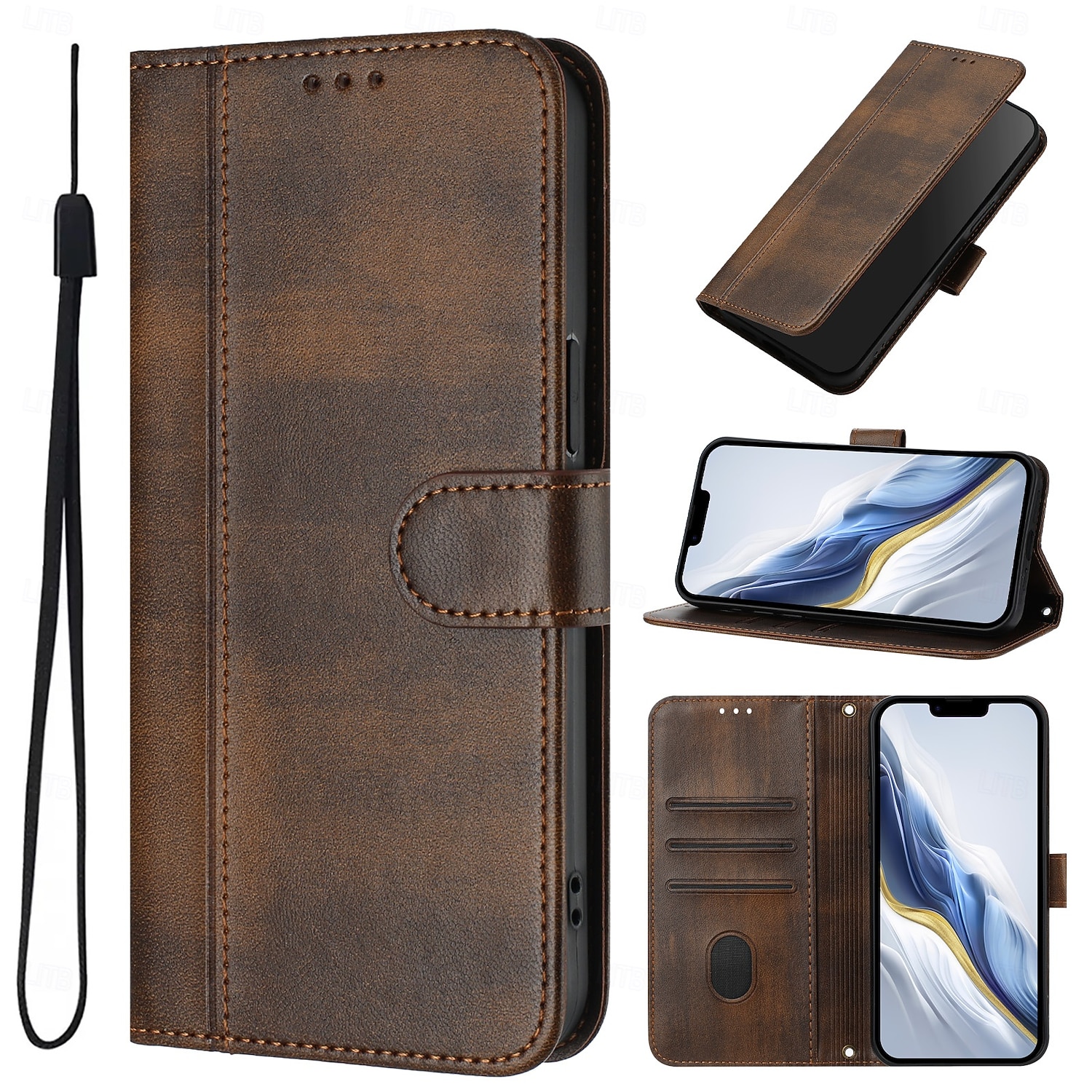 telefon Kılıf Na Samsung Galaxy S26 S26 Ultra Plus Etui na karty portfela Z podpórką Obsługa ładowania bezprzewodowego z paskiem na nadgarstek Retro TPU Skóra PU 2026 - $15.99 –P13