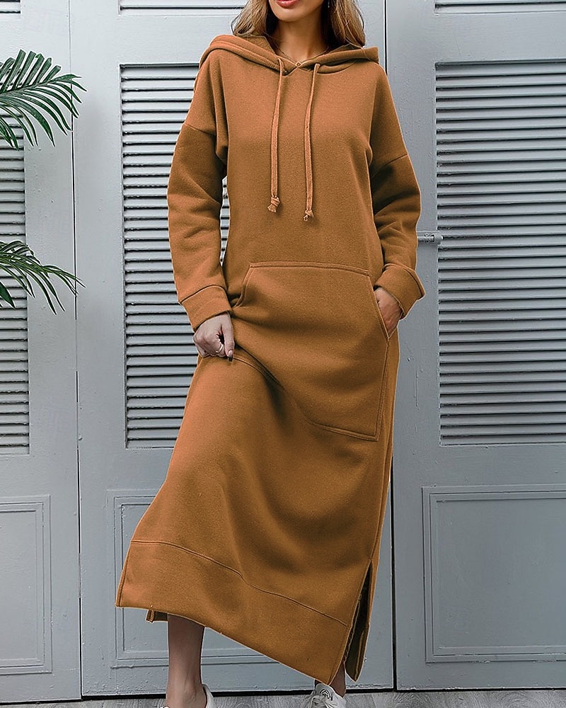 Γυναικεία Μίντι φόρεμα Φόρεμα με κουκούλα Μοντέρνα Καθημερινά Γραφείο Εξόδου Κανονικό Σκέτο Μακρυμάνικο Με Κουκούλα Μαύρο Κρασί Βυσσινί Πορτοκαλί Άνοιξη Φθινόπωρο Χειμώνας 2026 - $29.99 –P13