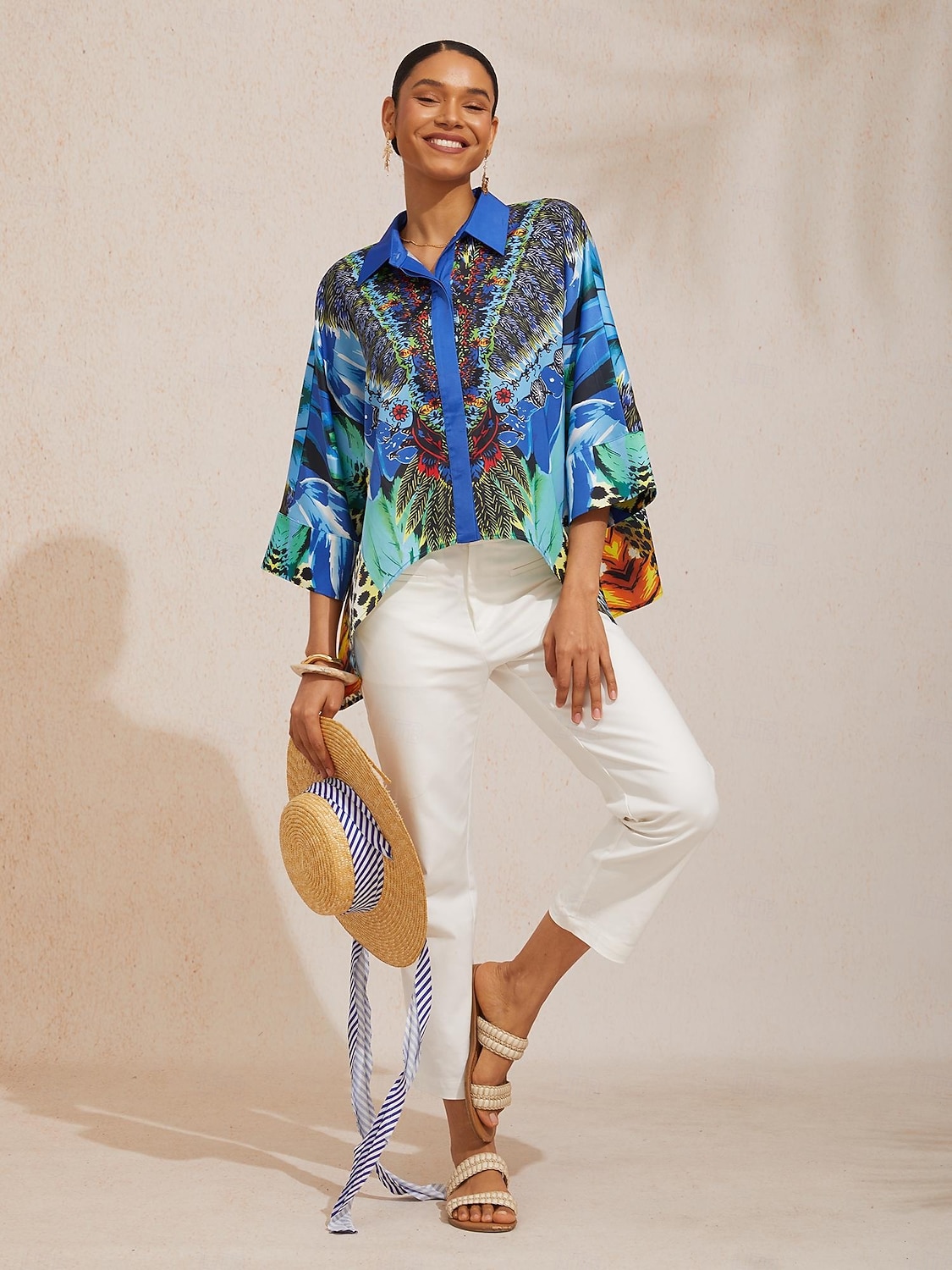 viidakkovillijuhla silkkinen satiinipaita dolmanhihoilla 2026 - ₩105507 –P1