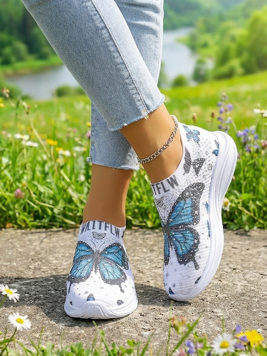 Adidași sport fără mâneci pentru femei cu imprimeu de fluturi, pantofi sport respirabili, ușori și confortabili, pentru călătorii și plimbări în aer liber &purtare de zi cu zi 2026 - $24.99 –P5