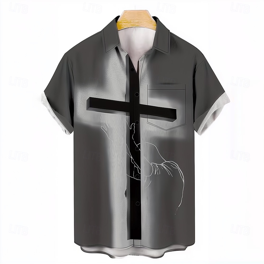 Wielki Piątek Męskie Křížky Jezus Religia Koszula Letnia koszula Zapinana na guziki koszula Krótki rękaw Vintage Retro Święto Codzienne Lato Wiosna Wieczorne Druk 3D koszule z kołnierzykiem Jedna 2026 - $25.99 –P2