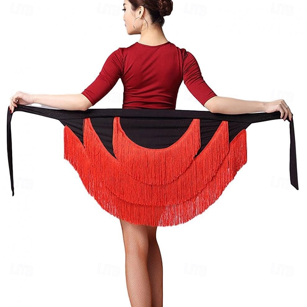 Women's Black Fringe Latin Dance Skirt 2026 - $28.99 –P2