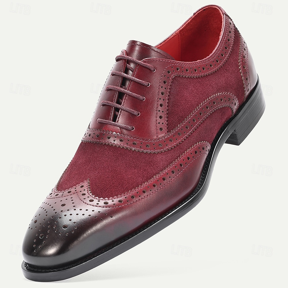 Sapatos brogue masculinos em couro legítimo – couro bovino premium, design wingtip, estilo elegante e clássico, sapatos sociais confortáveis para homens, ideais para casamentos, festas, escritório e eventos formais. de 2026 por $109.99 –P3