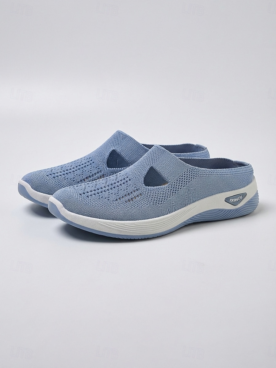 Tênis slip-on feminino azul claro em malha respirável – calçado esportivo leve e confortável, estilo casual e atlético para viagens e caminhadas. &uso diário de 2026 por $24.99 –P2