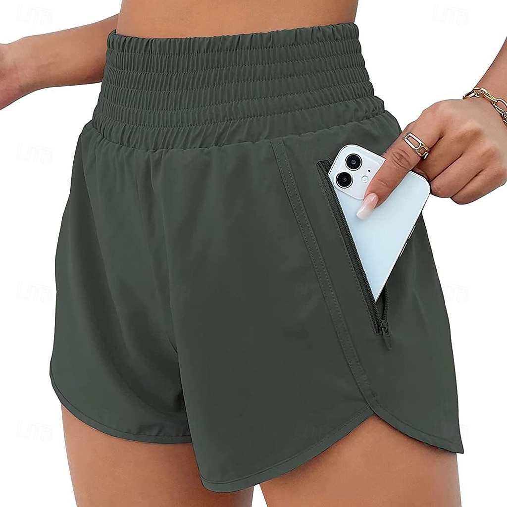 Women's Athletic Shorts Shorts Summer Shorts Beach Shorts Vacation Fashion Casual Daily Short High Waist Elastic Waistband Asymmetric Zipper Pocket Comfort Quick Dry Soft Micro-elastic Streetwear 2026 - $20.99 –P22