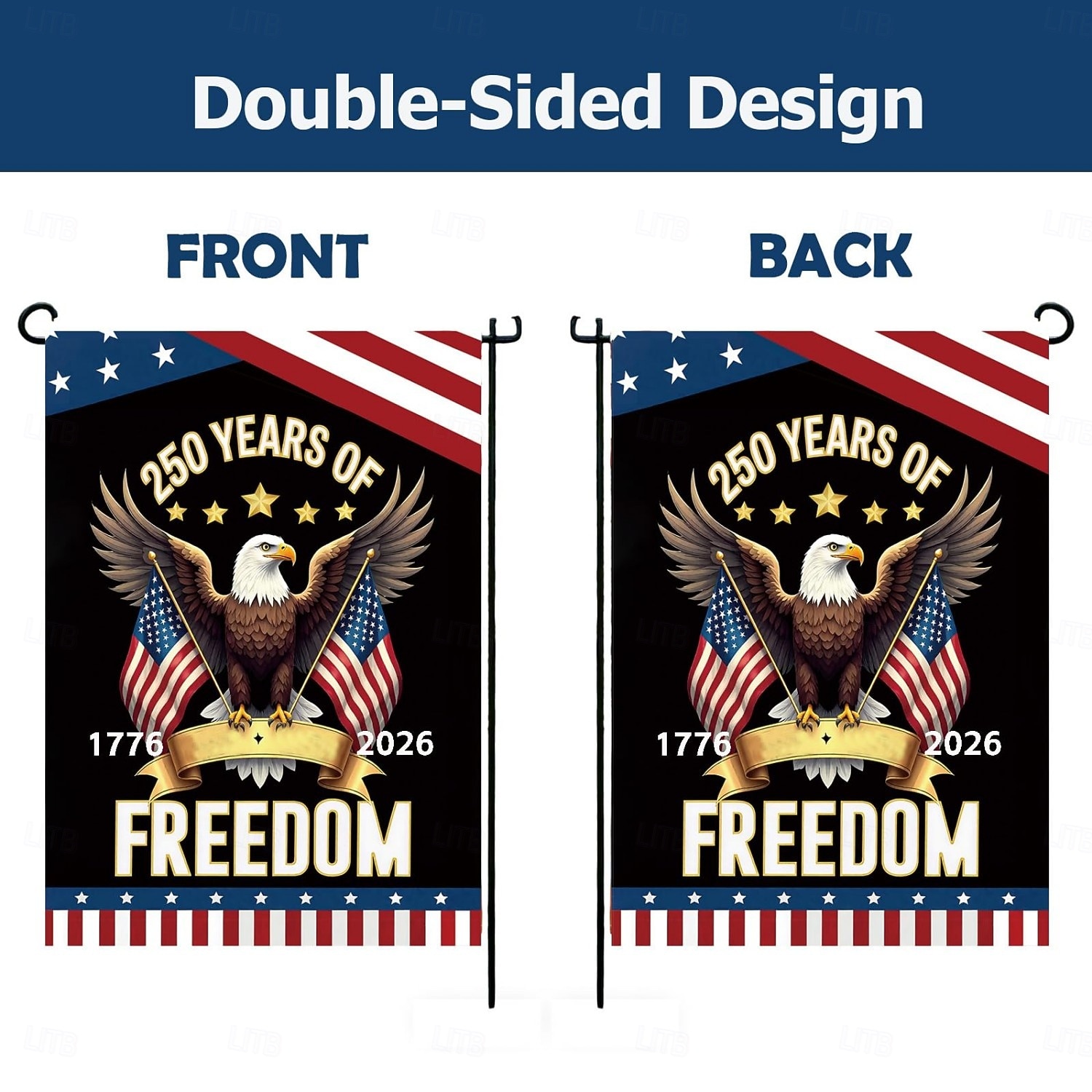 2 db 250. évfordulós amerikai kerti zászló &transzparens zászló, nem redőzött legyezőzászló, kétoldalas hazafias sas mintázat amerikai zászlókkal, emlék 1776-2026, 12 x 18 hüvelyk &2 x 4 láb 2026 - $17.99 –P4