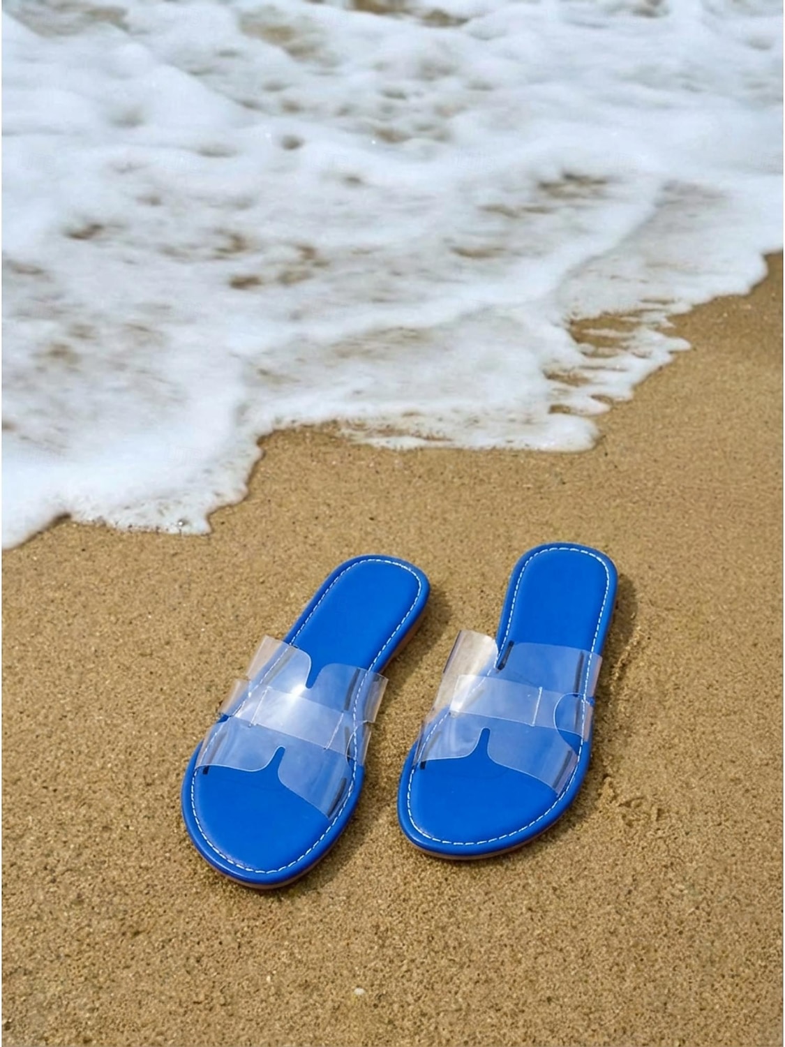 Färgglada gula strandtofflor för kvinnor - eleganta platta sandaler i genomskinlig PVC med H-remmar för tropiska semestrar och öresor &sommarkläder vid poolen 2026 - $18.99 –P6