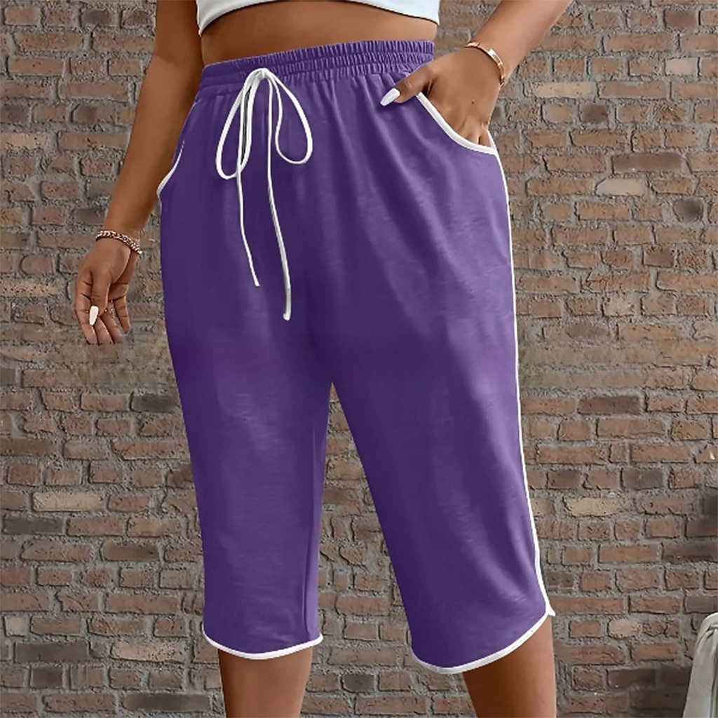 Women's Trousers Capri Pants Summer Pants Beach Pants Vacation Fashion Casual Daily Capris High Waist Plain Drawstring Patchwork Pocket Comfort Lightweight Breathable Micro-elastic Streetwear Beach 2026 - $20.99 –P12