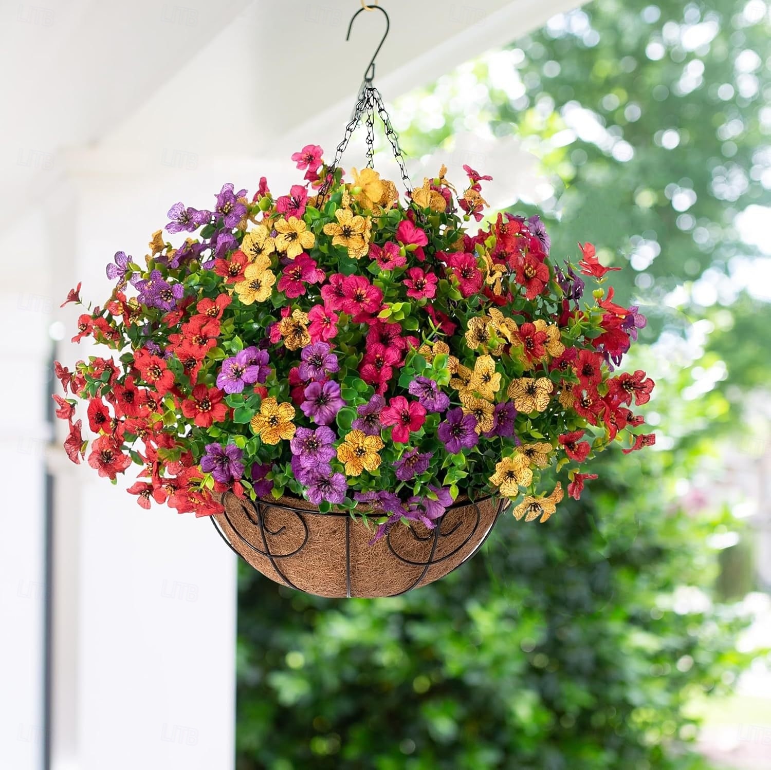 Fiori artificiali pendenti con cestino, piante finte pendenti con fiori di seta artificiali resistenti ai raggi UV per esterni e interni, primavera estate, portico, patio, balcone, giardino, del 2026 a $31.99 –P3