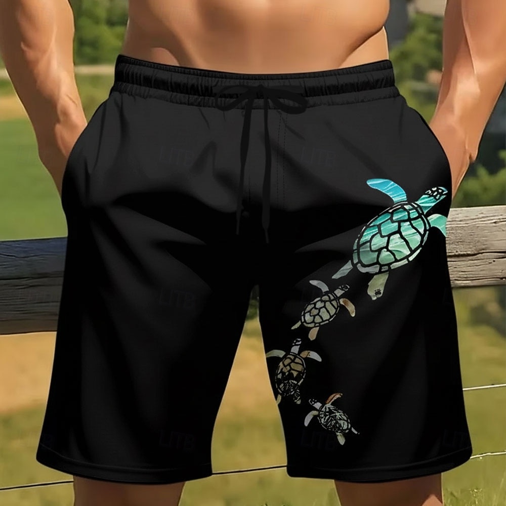 2026年 男性用 動物 ウミガメ スイムトランク スイムショーツ ボードショーツ ミディアムウエスト ハワイアン ビーチでの休暇 サイドポケット メッシュライニング 伸縮性のあるドローストリングウエスト デザイナー 衣類  コレクション – $20.99 –P2