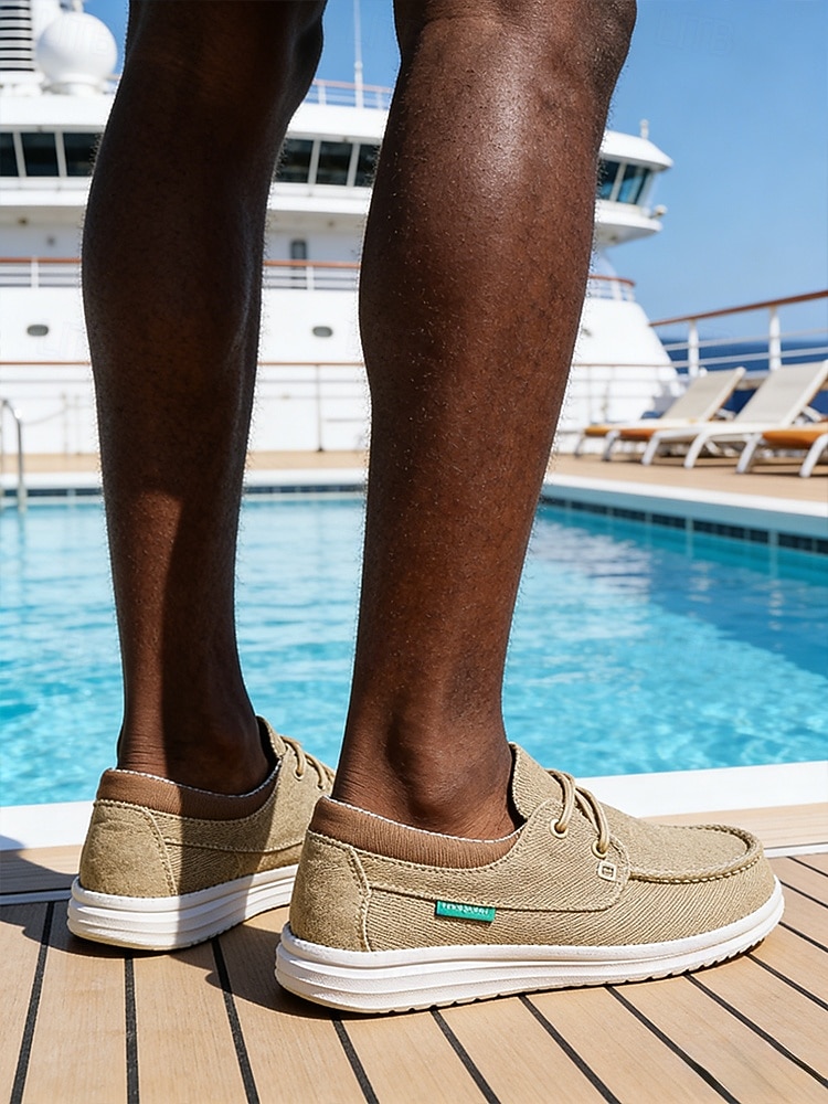 Mocasines beige para hombre: calzado informal para islas y cruceros, calzado ligero y cómodo para el verano, ideal para viajes y vacaciones. 2026 - $46.99 –P3