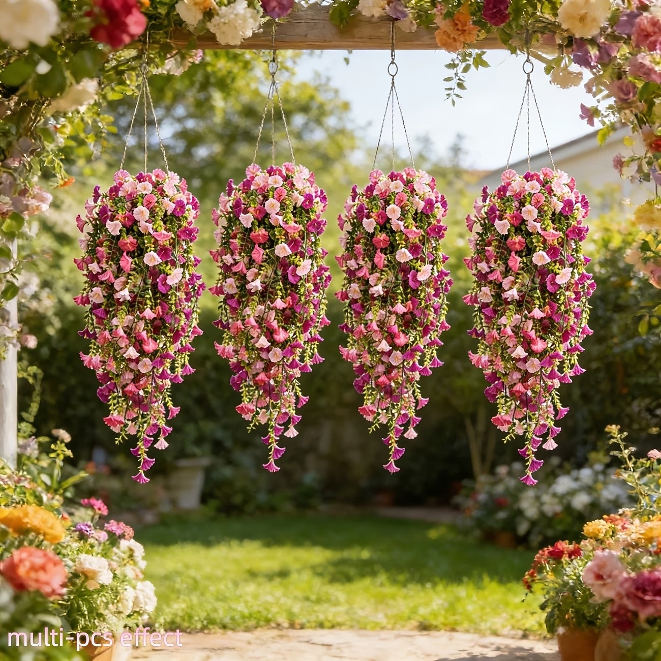 Lot de 2 ou 4 guirlandes de liserons artificiels réalistes (maille 69) à suspendre – fleurs artificielles roses et rouge rosé, résistantes aux UV, idéales pour la décoration intérieure et extérieure, de 2026 ? $15.99 –P5