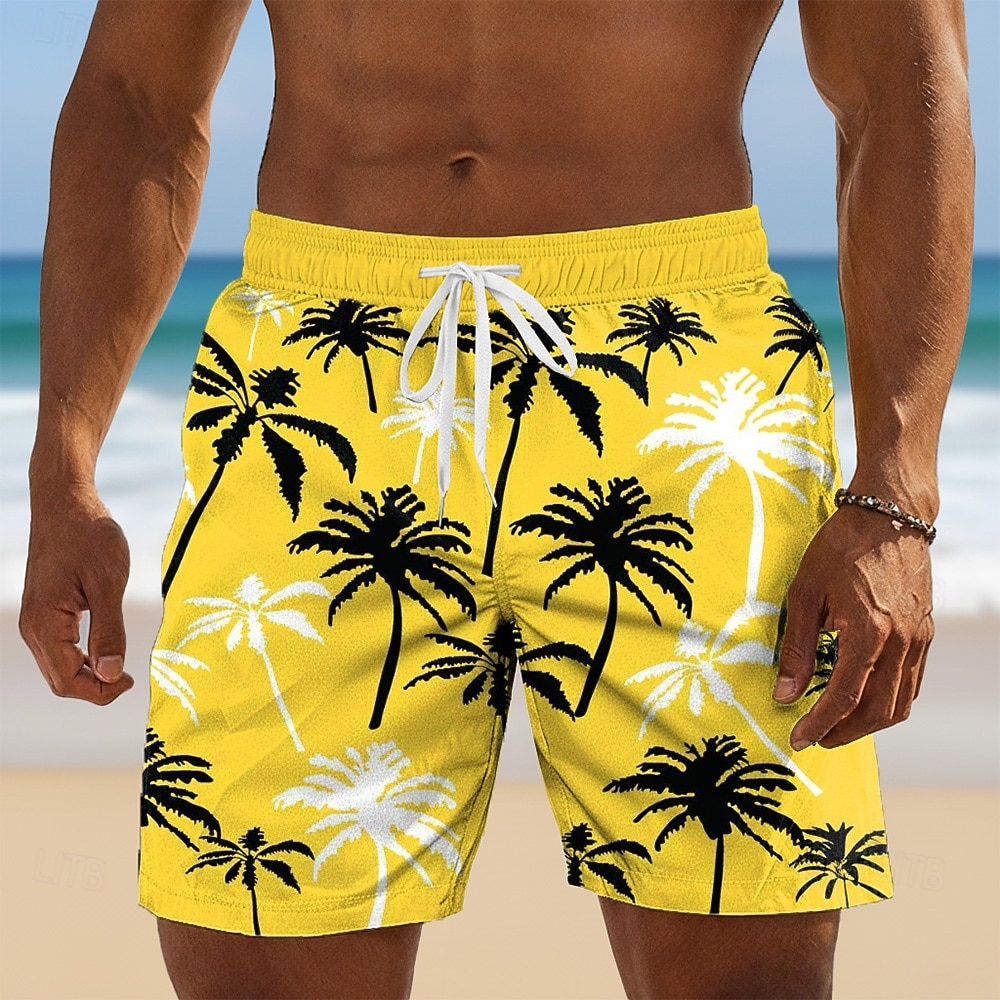 Herren Kokospalme Tropische Pflanzen Badehosen Badeshorts Boardshorts Mittlere Taille Hawaiianisch Strandurlaub Seitentaschen Netzfutter Elastischer Kordelzug in der Taille Designer Bekleidung 2026 - $20.99 –P1