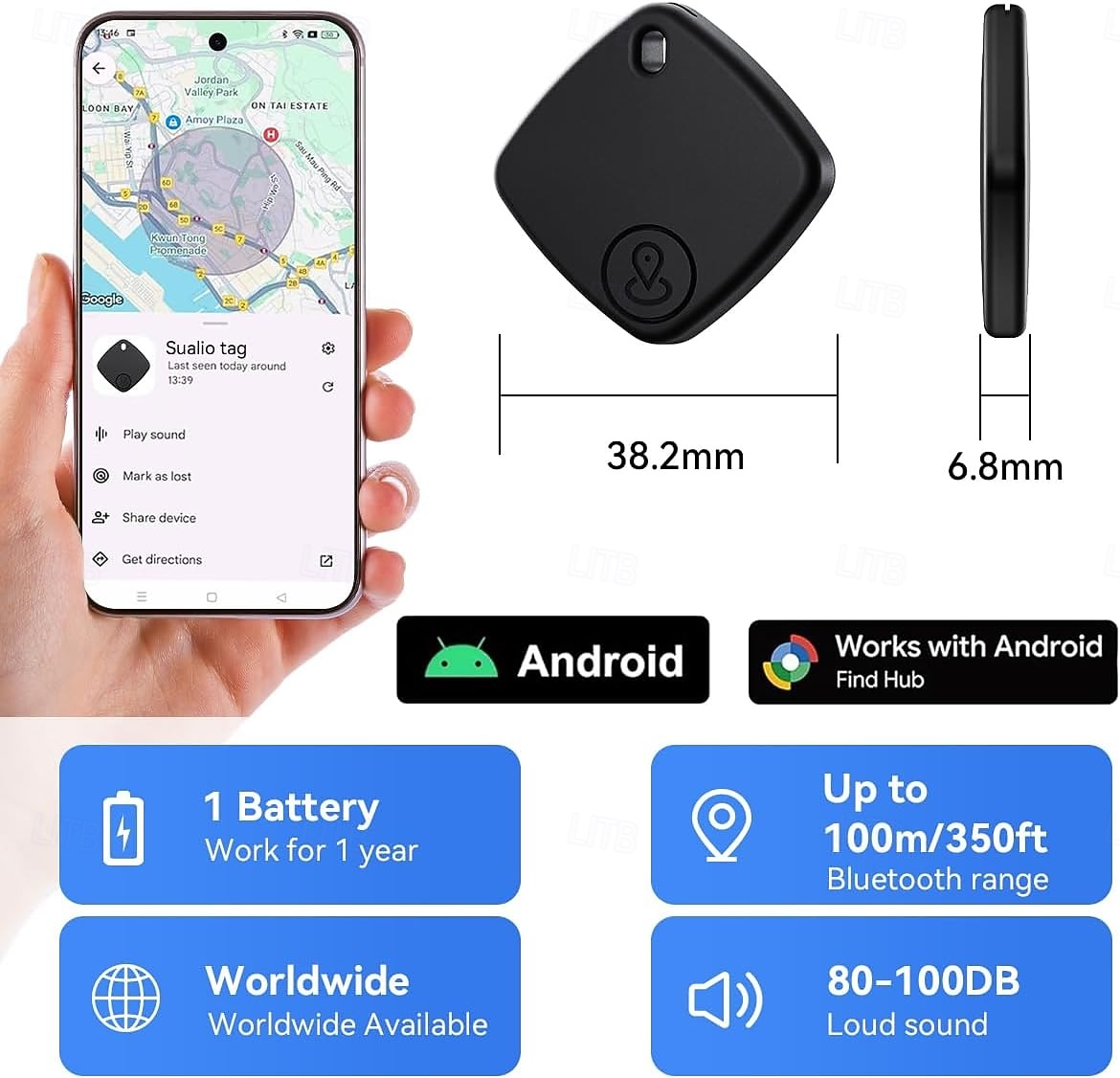 Air Tracker 4 Pack, Model Bluetooth Tracker Tags, Android Tracker Tags Compatible with the Google Find Hub App, Bluetooth Luggage Tracker Smart Tags for Finding Keys, Backpacks, Suitcases 2026 - $33.99 –P7