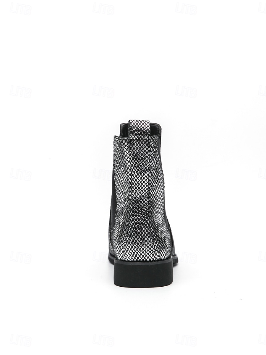 Metallic zilveren Chelsea boots voor heren met spitse neus, modieuze enkellaarsjes voor muziekfestivals, podiumoptredens, concerten, feestjes, streetstyle en opvallende mode-looks. 2026 - $59.99 –P7