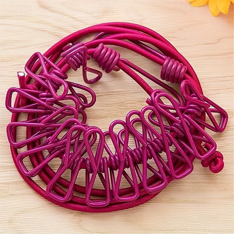 Набор из 3 портативных дорожных бельевых веревок, каждая с 12 прищепками — бельевая и сушильная веревка, устойчивая к ветру, сворачивающаяся и эластичная. 2026 - $13.99 –P9