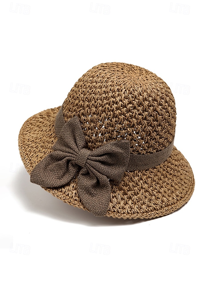 Naisten boheemi olkihattu rusetilla – useita värejä, kokoontaitettava helppoa kantamista varten, täydellinen arkeen ja rantalomalle 2026 - $11.99 –P9